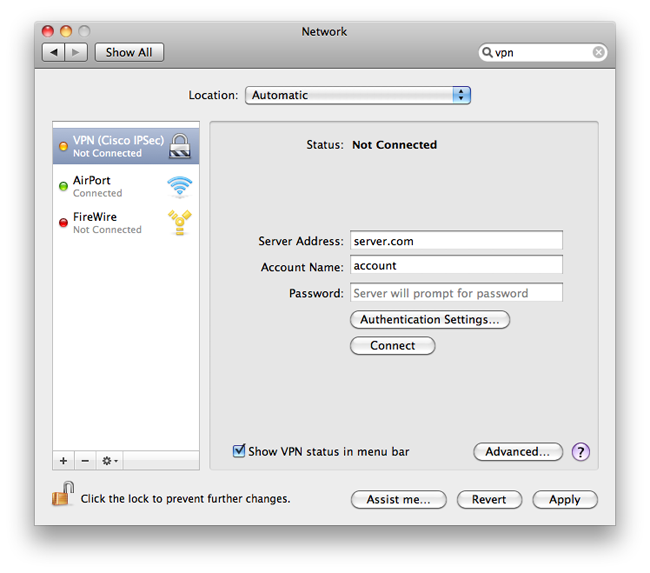 vpn connect for mac